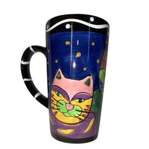 Hand Painted Milson & Louis Cat Mug – Whimsical Colorful Tall Coffee Cup
